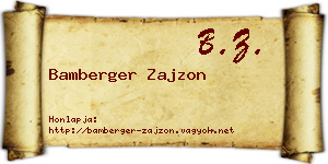 Bamberger Zajzon névjegykártya